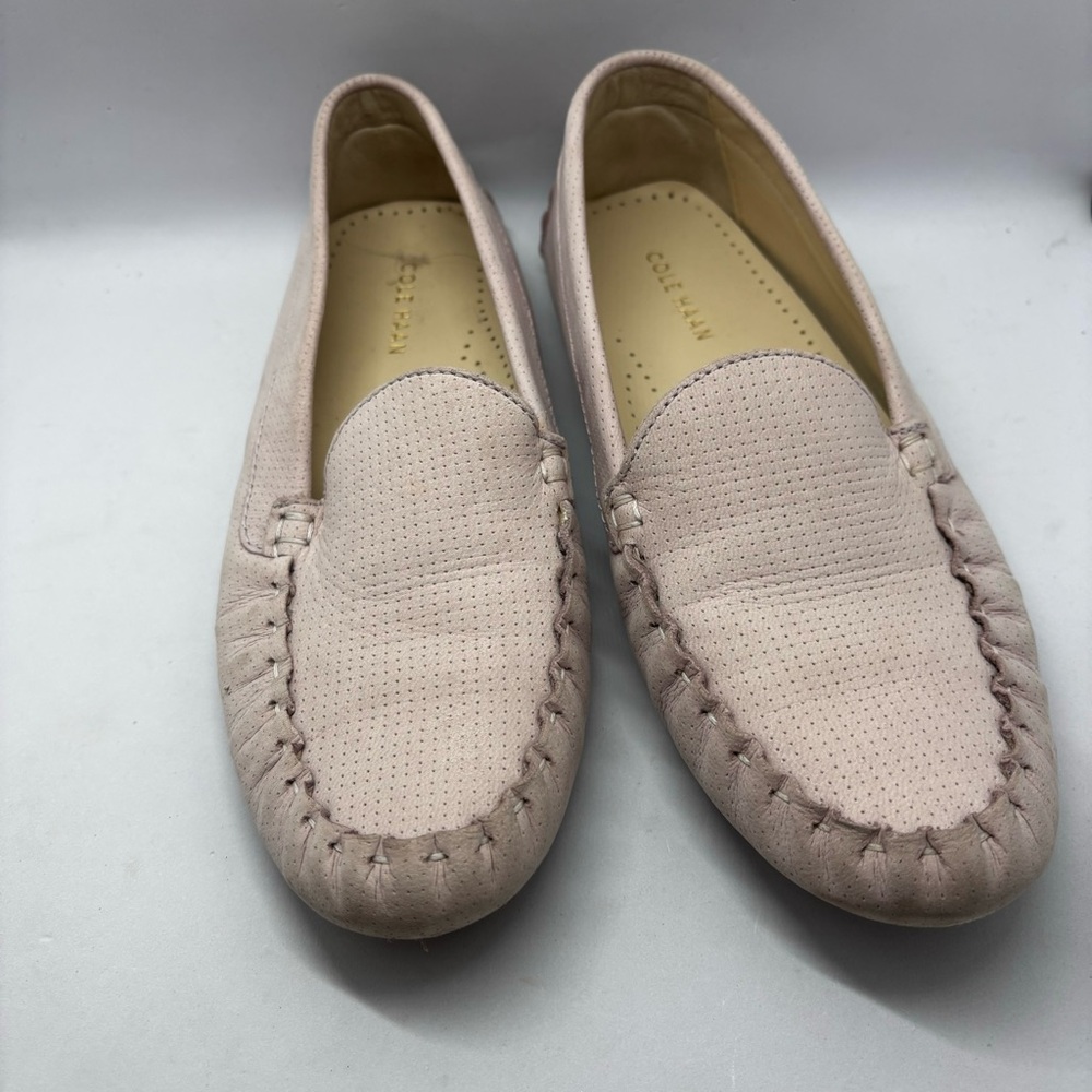 Cole Haan light pink leather slip-on loafer-driving shoes-woman’s 7